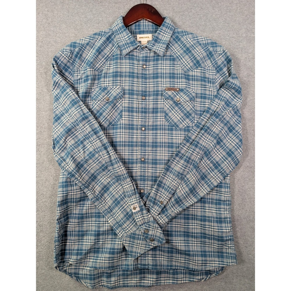 Diesel Plaid Pearl Snap Western Shirt Men's XL Y2K Grunge Skater Workwear